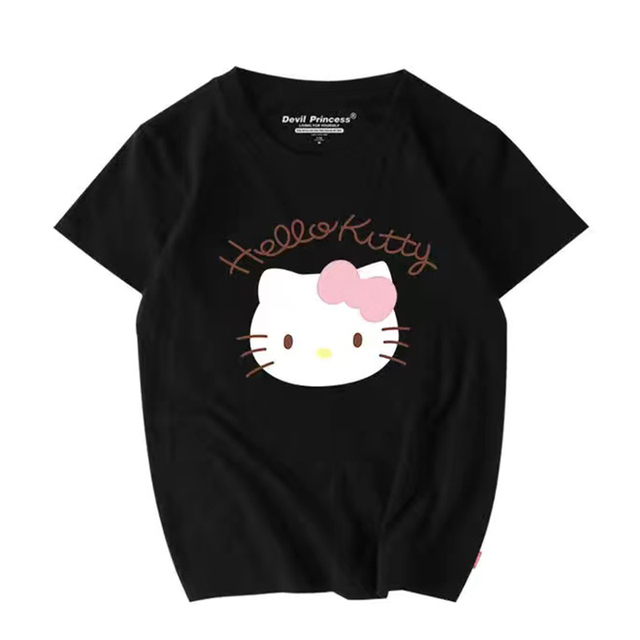 Koszulka Hello Kitty dla kobiet - modna, letnia, bawełniana, graficzna, luzem, wysokiej jakości - Wianko - 4
