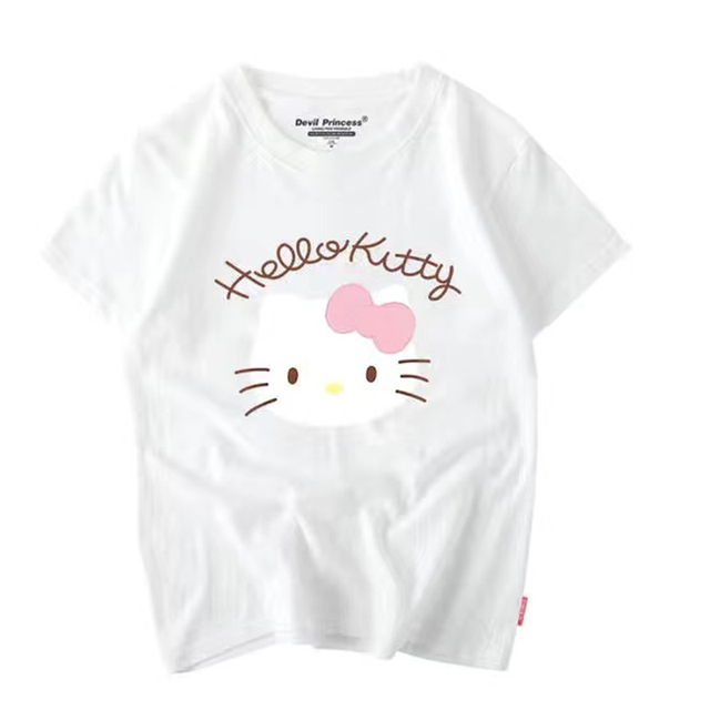 Koszulka Hello Kitty dla kobiet - modna, letnia, bawełniana, graficzna, luzem, wysokiej jakości - Wianko - 3