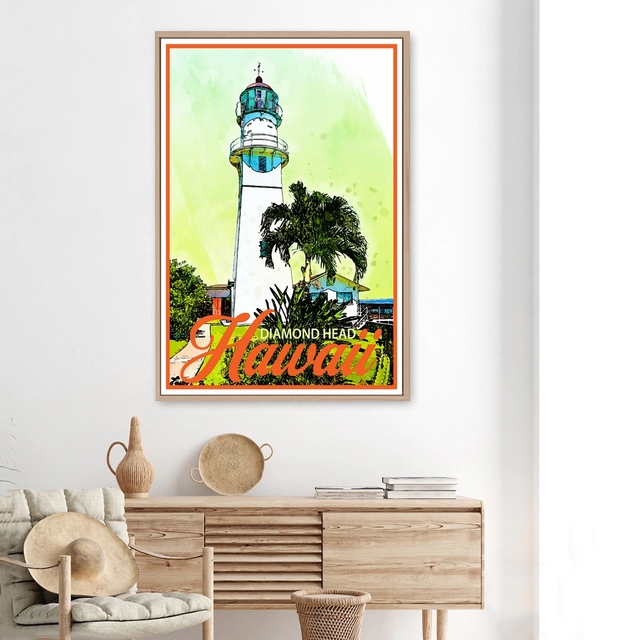 Plakat z podróży na Hawaje w stylu Vintage - latarnia morska z diamentową głową, dekoracja ścienna, pamiątka z podróży - Wianko - 6