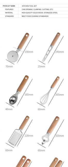 Zestaw 9 sztuk wielofunkcyjnych narzędzi kuchennych ze stali nierdzewnej: obieraczka, otwieracz do puszek, nóż do pizzy, tarka - Wianko - 10