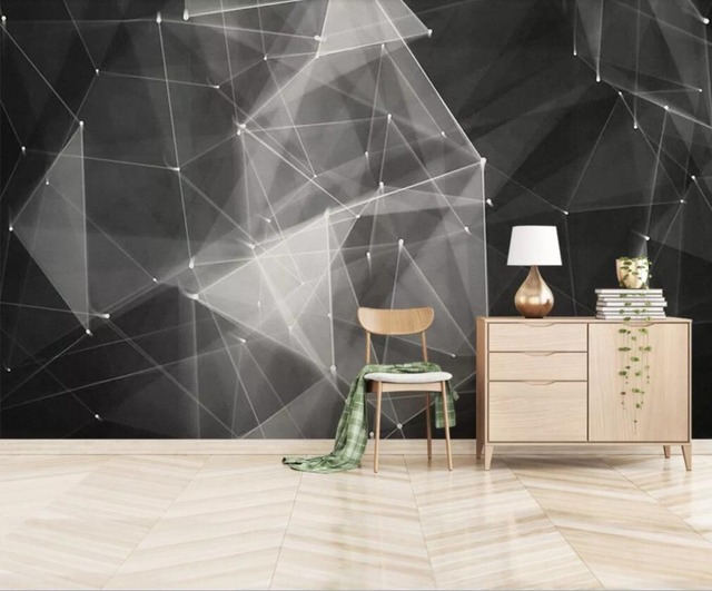Niestandardowa tapeta 3D mural z abstrakcyjnym wzorem geometrycznym w czerni i bieli do dekoracji ścian w salonie i sypialni - Wianko - 5