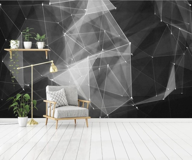 Niestandardowa tapeta 3D mural z abstrakcyjnym wzorem geometrycznym w czerni i bieli do dekoracji ścian w salonie i sypialni - Wianko - 6