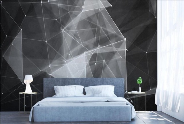 Niestandardowa tapeta 3D mural z abstrakcyjnym wzorem geometrycznym w czerni i bieli do dekoracji ścian w salonie i sypialni - Wianko - 7