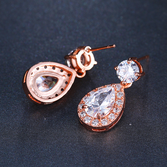 Kolczyki wiszące EMMAYA CZ - klasyczna biżuteria, luksusowe cyrkonie, kropla wody, kwadratowe kryształy, ślubne - Wianko - 4