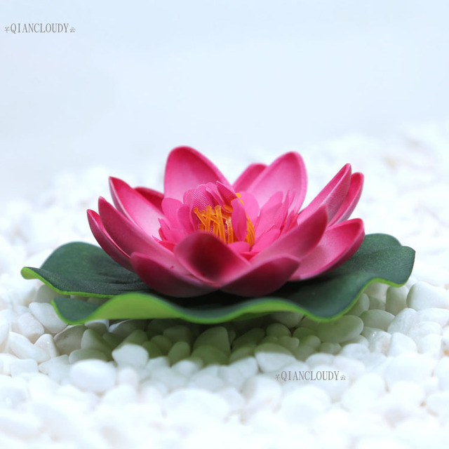 Sztuczne kwiaty lotosu i lilii wodnej do dekoracji - liść stawu, pływające w basenie, akwarium, ślubne - Wianko - 7