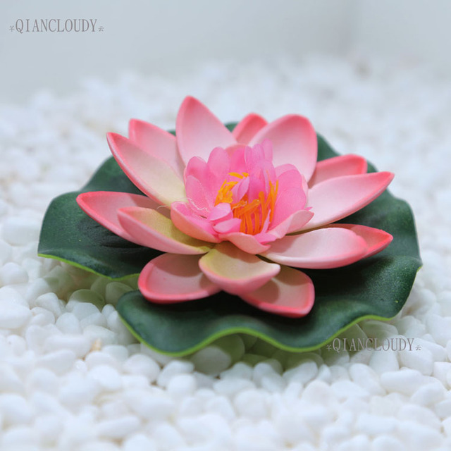 Sztuczne kwiaty lotosu i lilii wodnej do dekoracji - liść stawu, pływające w basenie, akwarium, ślubne - Wianko - 5