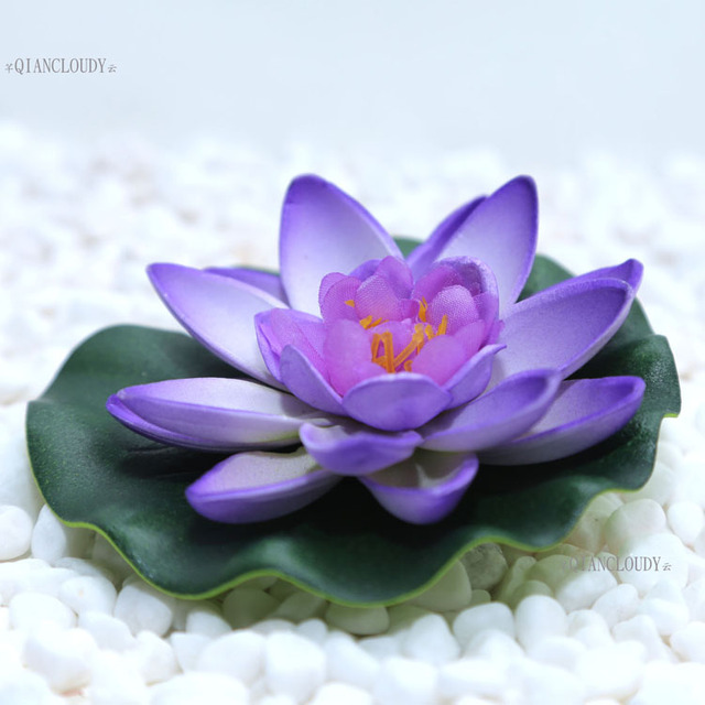 Sztuczne kwiaty lotosu i lilii wodnej do dekoracji - liść stawu, pływające w basenie, akwarium, ślubne - Wianko - 4
