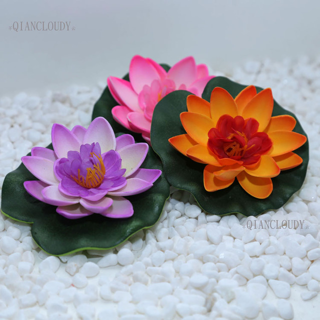Sztuczne kwiaty lotosu i lilii wodnej do dekoracji - liść stawu, pływające w basenie, akwarium, ślubne - Wianko - 3