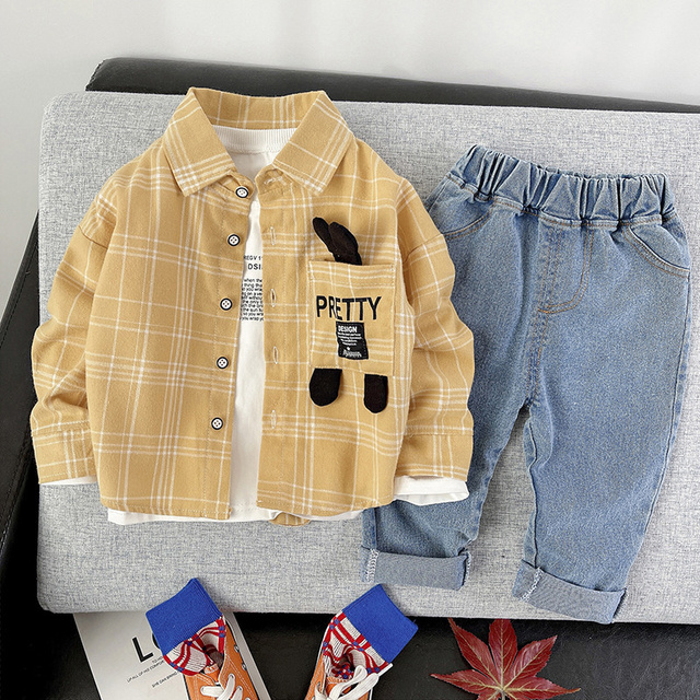 Zestaw ubrań dla dzieci: nowa kolekcja wiosna-jesień z płaszczem, T-shirtem i spodniami - Wianko - 15