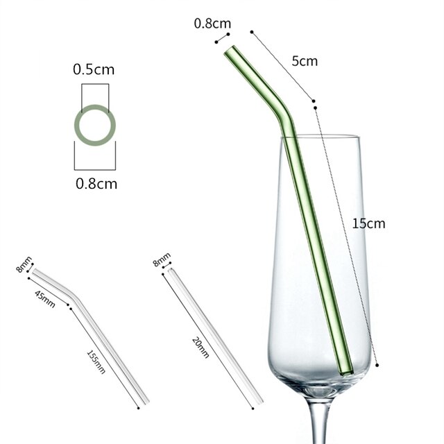 Słomki szklane wielokrotnego użytku do napojów mlecznych i mrożonych - przyjazne dla środowiska, zestaw słomek do picia - Wianko - 7