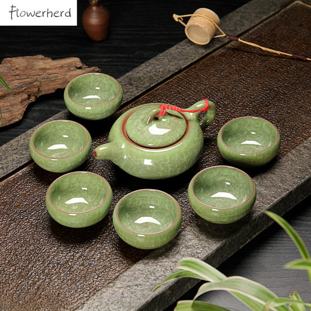 Ceramiczny zestaw do herbaty Kung Fu Teaware - lód pęknięty glazura, jednolity wzór - Wianko - 1