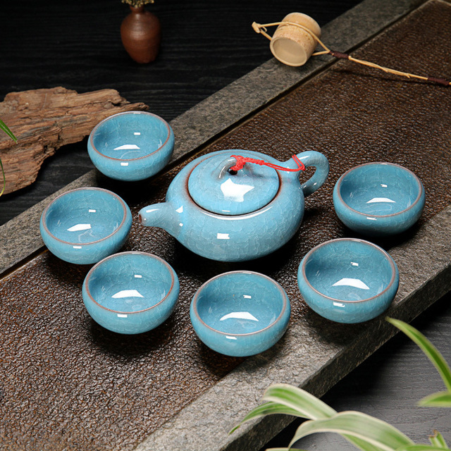 Ceramiczny zestaw do herbaty Kung Fu Teaware - lód pęknięty glazura, jednolity wzór - Wianko - 5