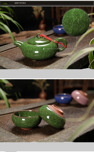 Ceramiczny zestaw do herbaty Kung Fu Teaware - lód pęknięty glazura, jednolity wzór - Wianko - 4