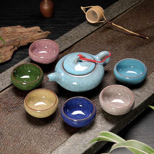 Ceramiczny zestaw do herbaty Kung Fu Teaware - lód pęknięty glazura, jednolity wzór - Wianko - 9