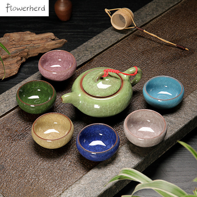 Ceramiczny zestaw do herbaty Kung Fu Teaware - lód pęknięty glazura, jednolity wzór - Wianko - 16