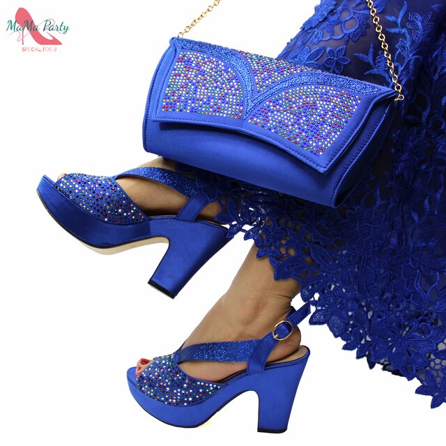 Wysokiej jakości sandały na platformie dla nigeryjskich kobiet, kolor Royal Blue, idealne na wesele, w komplecie z torebką w tym samym kolorze - Wianko - 41