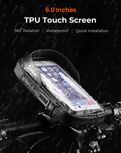 Torba rowerowa na telefon TPU z ekranem dotykowym, wodoodporna i obrotowa, dla telefonów o przekątnej do 6.0 cala - Wianko - 1