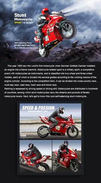 Motocykl RC z pilotem 2.4G do driftu, samobalansujący gyro, fantastyczne evotechROX Stunt samochód sportowy, zabawka dla chłopca, prezent - Wianko - 1