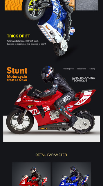Motocykl RC z pilotem 2.4G do driftu, samobalansujący gyro, fantastyczne evotechROX Stunt samochód sportowy, zabawka dla chłopca, prezent - Wianko - 3