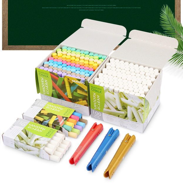 Kreda bezpyłowa KOREA MUNGYO 100 sztuk, biały/kolorowy zestaw nietoksyczny dla dzieci, studenci, nauczyciele - Wianko - 1