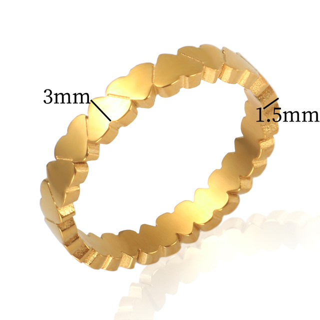Pierścień ze stali nierdzewnej w kształcie serca o modnym złotym kolorze - Ins osobowość - Wianko - 7