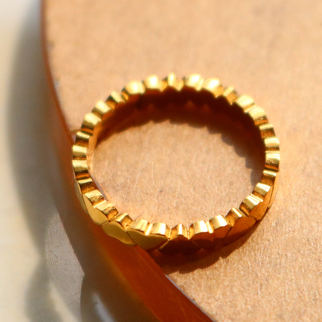 Pierścień ze stali nierdzewnej w kształcie serca o modnym złotym kolorze - Ins osobowość - Wianko - 5