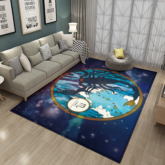 Profesjonalny dywan podłogowy flanelowa mata 12 Constellation dla sypialni i salonu, znak zodiaku Skorpion - Wianko - 14