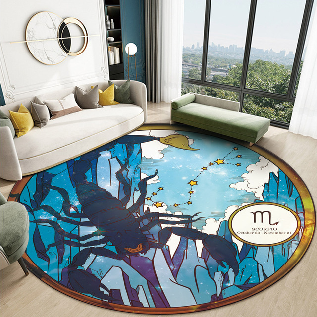 Profesjonalny dywan podłogowy flanelowa mata 12 Constellation dla sypialni i salonu, znak zodiaku Skorpion - Wianko - 21