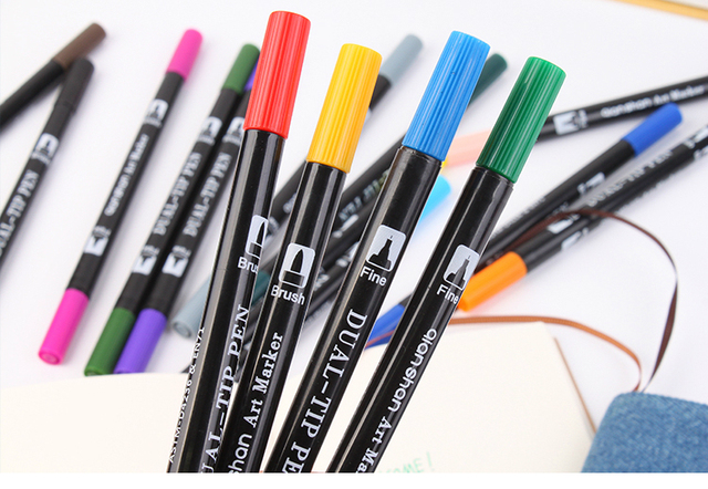 Pędzle do akwareli Twin markery wodne 24 kolory, 0.4mm/6mm, doskonałe do rysowania i szkicowania - Wianko - 5
