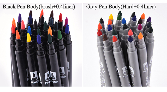 Pędzle do akwareli Twin markery wodne 24 kolory, 0.4mm/6mm, doskonałe do rysowania i szkicowania - Wianko - 9