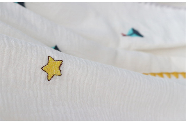 Koc muślinowy Haft Cherry Star dla dzieci, przytulny i miękki, idealny do przewijania i okrywania noworodków, ręcznik kąpielowy i kołdra dla niemowląt - Wianko - 5