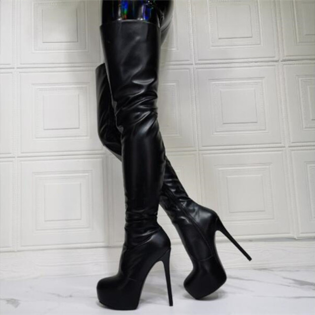 Buty damskie SHOFOO na kolana, wysokość 14.5 cm, modne na imprezę - Wianko - 2