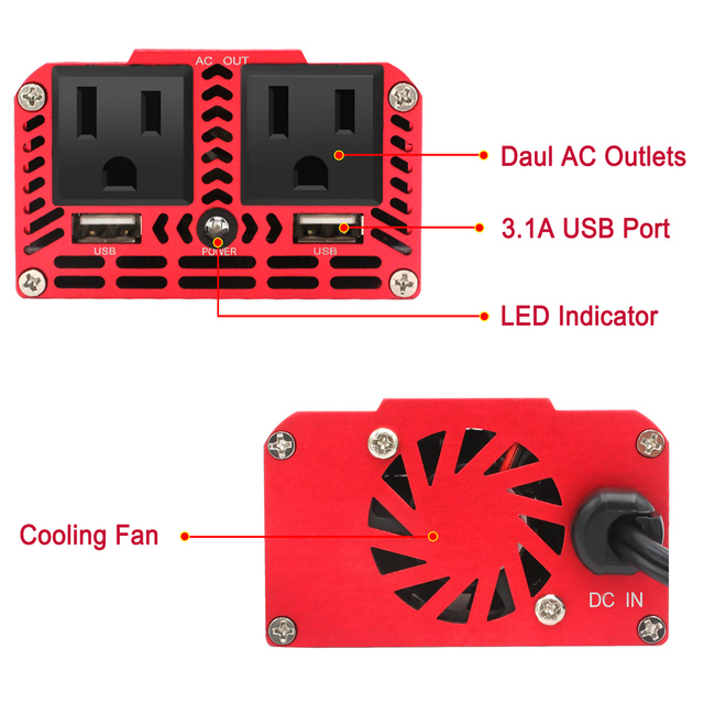 Falownik 300W 12V do 220V 230V 100V 110V + Gniazdo zapalniczki samochodowej USA UE UK AU - Wianko - 7