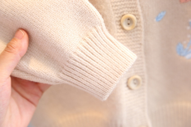 Dziewczęcy sweter z dzianiny - Top, jesienno-zimowy, haftowany, długie rękawy - Wianko - 12