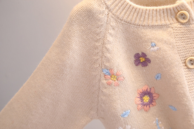 Dziewczęcy sweter z dzianiny - Top, jesienno-zimowy, haftowany, długie rękawy - Wianko - 9