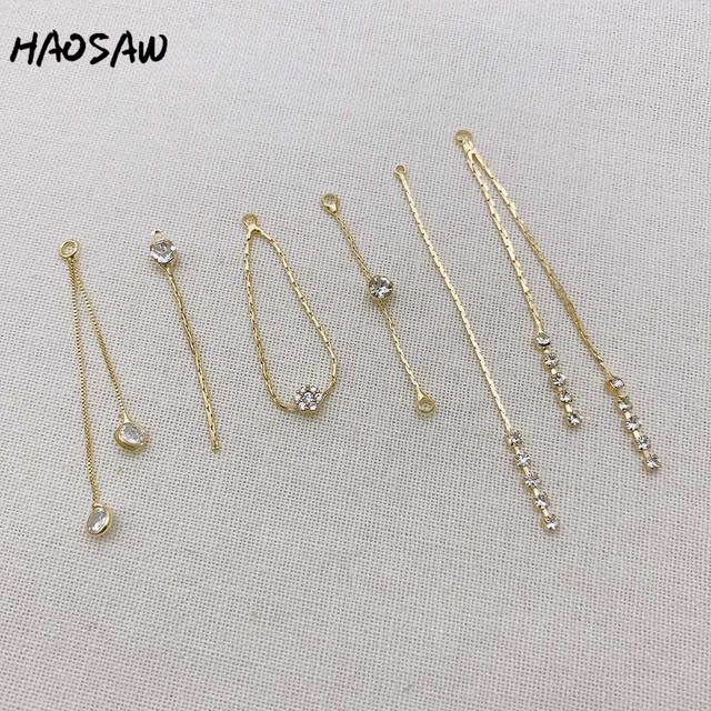 Biżuteria HAOSAW z 4 sztukami/partią łańcucha, czarnymi kamieniami i złoceniem Hand Made - ustalenia dla kolczyków - Wianko - 2