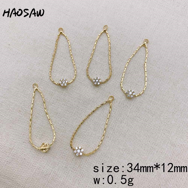 Biżuteria HAOSAW z 4 sztukami/partią łańcucha, czarnymi kamieniami i złoceniem Hand Made - ustalenia dla kolczyków - Wianko - 9