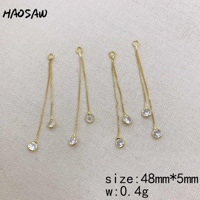 Biżuteria HAOSAW z 4 sztukami/partią łańcucha, czarnymi kamieniami i złoceniem Hand Made - ustalenia dla kolczyków - Wianko - 4