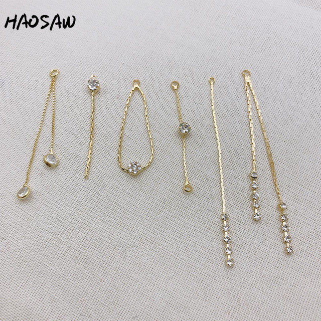Biżuteria HAOSAW z 4 sztukami/partią łańcucha, czarnymi kamieniami i złoceniem Hand Made - ustalenia dla kolczyków - Wianko - 3