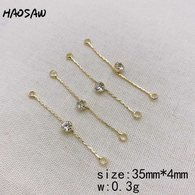 Biżuteria HAOSAW z 4 sztukami/partią łańcucha, czarnymi kamieniami i złoceniem Hand Made - ustalenia dla kolczyków - Wianko - 6