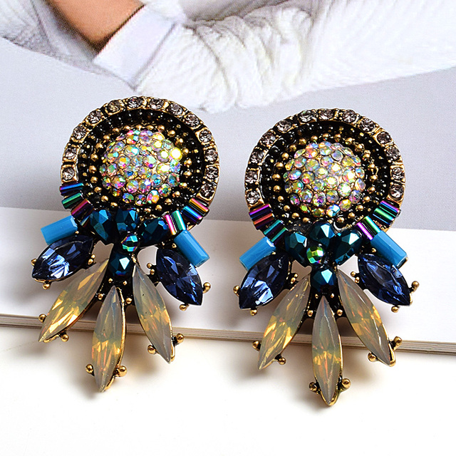 Kolorowe kolczyki kryształowe z wysokiej jakości biżuterią dla kobiet - moda i styl - Wianko - 8
