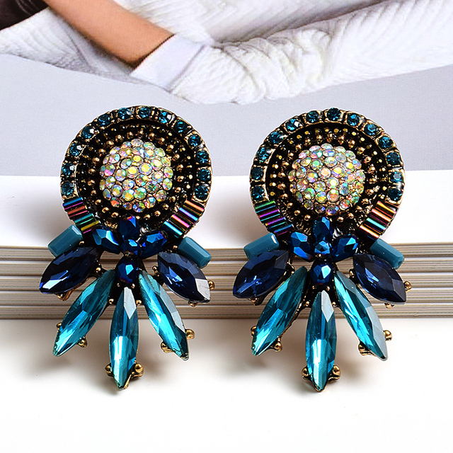 Kolorowe kolczyki kryształowe z wysokiej jakości biżuterią dla kobiet - moda i styl - Wianko - 2