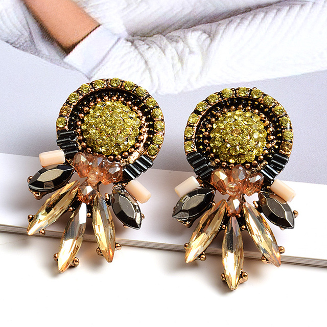 Kolorowe kolczyki kryształowe z wysokiej jakości biżuterią dla kobiet - moda i styl - Wianko - 7