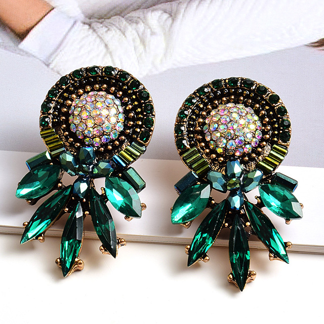 Kolorowe kolczyki kryształowe z wysokiej jakości biżuterią dla kobiet - moda i styl - Wianko - 12