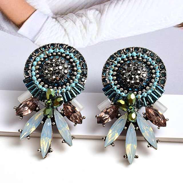 Kolorowe kolczyki kryształowe z wysokiej jakości biżuterią dla kobiet - moda i styl - Wianko - 11