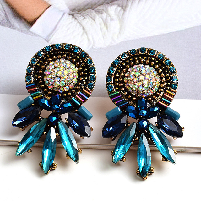 Kolorowe kolczyki kryształowe z wysokiej jakości biżuterią dla kobiet - moda i styl - Wianko - 9