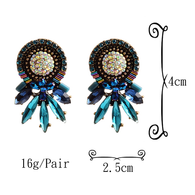 Kolorowe kolczyki kryształowe z wysokiej jakości biżuterią dla kobiet - moda i styl - Wianko - 1