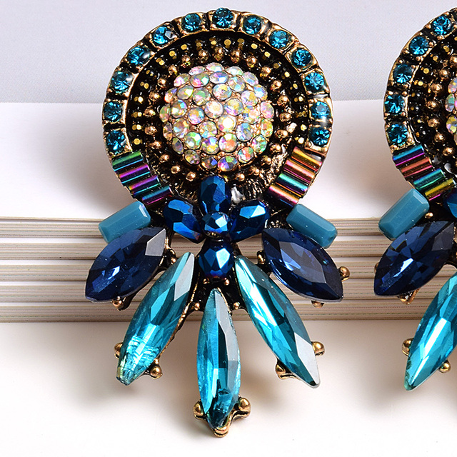Kolorowe kolczyki kryształowe z wysokiej jakości biżuterią dla kobiet - moda i styl - Wianko - 3