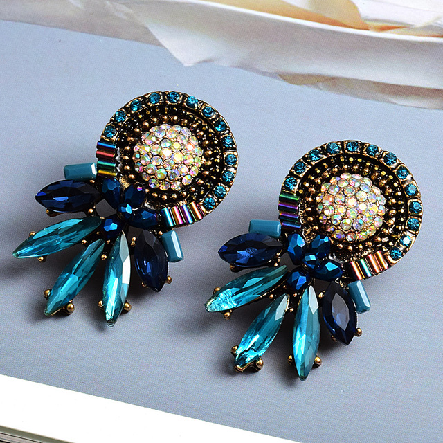 Kolorowe kolczyki kryształowe z wysokiej jakości biżuterią dla kobiet - moda i styl - Wianko - 5
