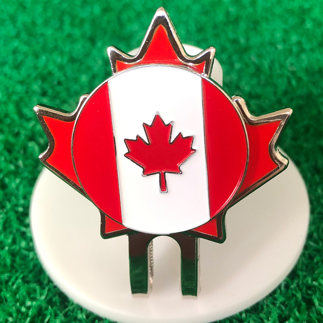 Klip na kapelusz z Kanadyjską flagą jako marker piłki golfowej z magnesem - prezent dla taty / liście klonu / wysoka jakość (1 pc) - Wianko - 11